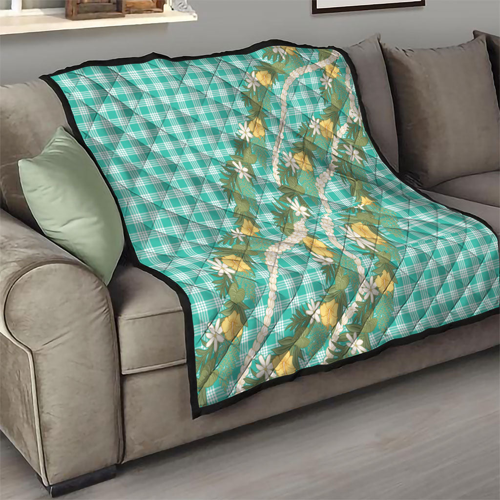 Aloha Puakenikeni Anthurium Pikake Lei Quilt Marine Hawaiian Palaka Pattern LT9 - Polynesian Pride