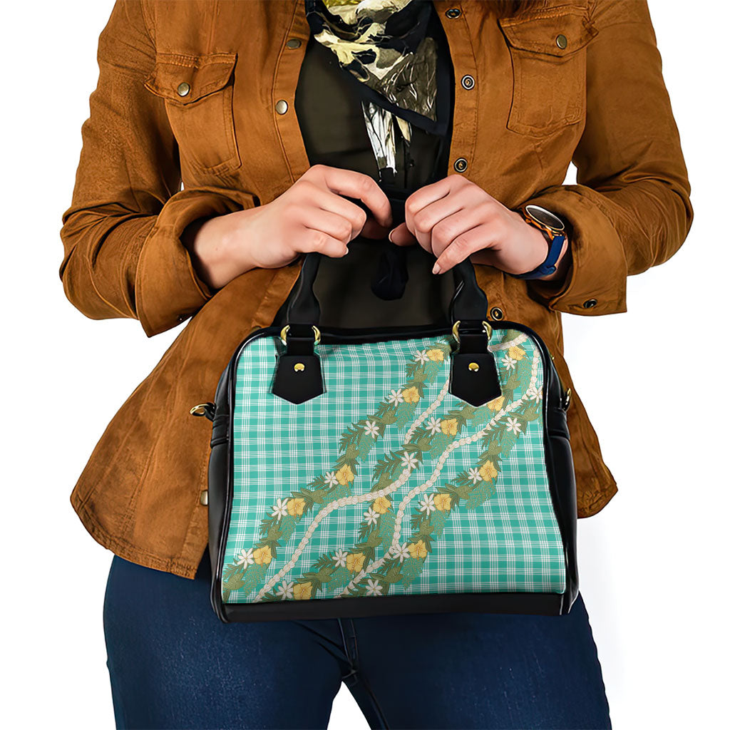 Aloha Puakenikeni Anthurium Pikake Lei Shoulder Handbag Marine Hawaiian Palaka Pattern