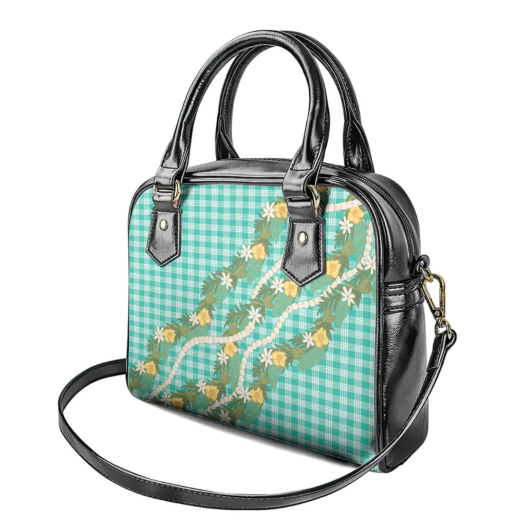 Aloha Puakenikeni Anthurium Pikake Lei Shoulder Handbag Marine Hawaiian Palaka Pattern