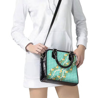 Aloha Puakenikeni Anthurium Pikake Lei Shoulder Handbag Marine Hawaiian Palaka Pattern