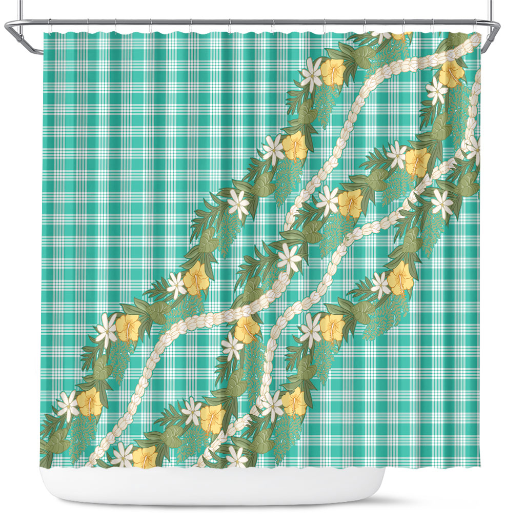 Aloha Puakenikeni Anthurium Pikake Lei Shower Curtain Marine Hawaiian Palaka Pattern