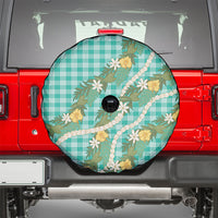 Aloha Puakenikeni Anthurium Pikake Lei Spare Tire Cover Marine Hawaiian Palaka Pattern