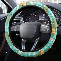 Aloha Puakenikeni Anthurium Pikake Lei Steering Wheel Cover Marine Hawaiian Palaka Pattern