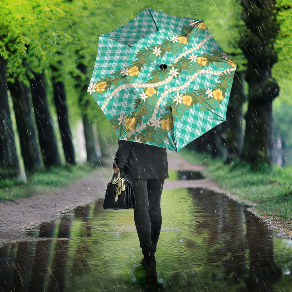 Aloha Puakenikeni Anthurium Pikake Lei Umbrella Marine Hawaiian Palaka Pattern LT9 - Polynesian Pride