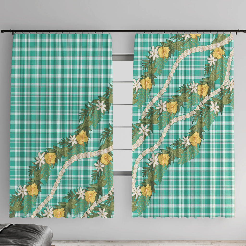 Aloha Puakenikeni Anthurium Pikake Lei Window Curtain Marine Hawaiian Palaka Pattern
