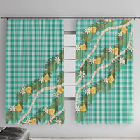 Aloha Puakenikeni Anthurium Pikake Lei Window Curtain Marine Hawaiian Palaka Pattern