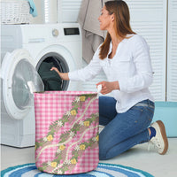 Aloha Puakenikeni Anthurium Pikake Lei Laundry Basket Tropical Pink Hawaiian Palaka Pattern LT9 - Polynesian Pride