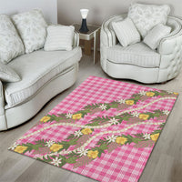 Aloha Puakenikeni Anthurium Pikake Lei Area Rug Tropical Pink Hawaiian Palaka Pattern