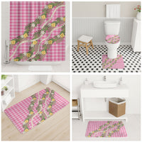Aloha Puakenikeni Anthurium Pikake Lei Bathroom Set Tropical Pink Hawaiian Palaka Pattern LT9 - Polynesian Pride
