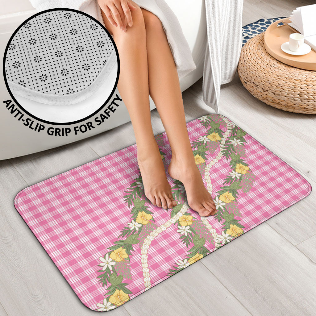 Aloha Puakenikeni Anthurium Pikake Lei Bathroom Set Tropical Pink Hawaiian Palaka Pattern LT9 - Polynesian Pride