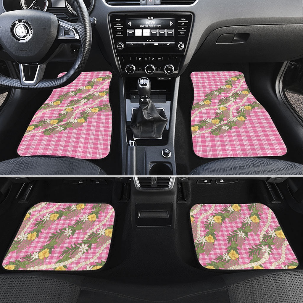 Aloha Puakenikeni Anthurium Pikake Lei Car Mats Tropical Pink Hawaiian Palaka Pattern