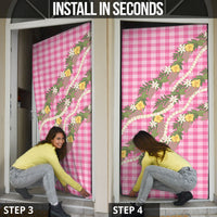 Aloha Puakenikeni Anthurium Pikake Lei Door Cover Tropical Pink Hawaiian Palaka Pattern LT9 - Polynesian Pride