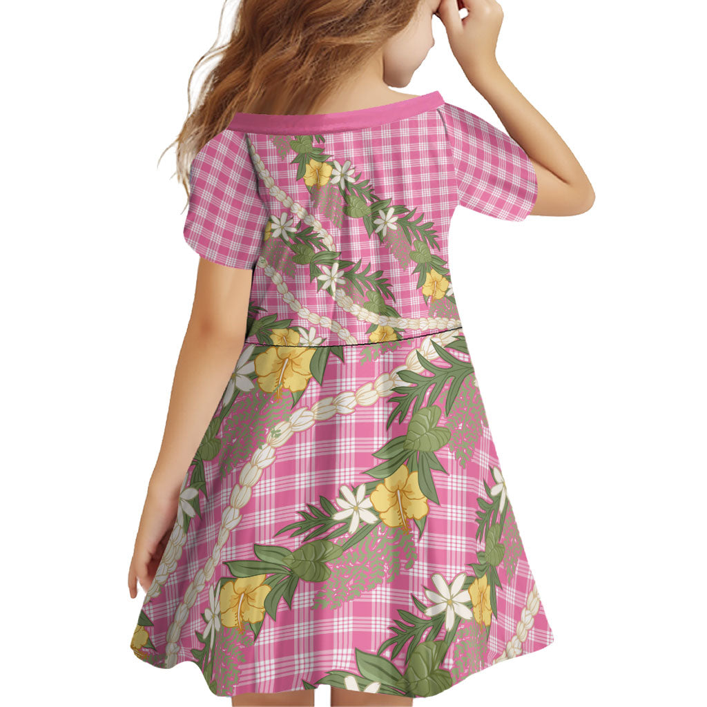 Aloha Puakenikeni Anthurium Pikake Lei Family Matching Off Shoulder Short Dress and Hawaiian Shirt Tropical Pink Hawaiian Palaka Pattern