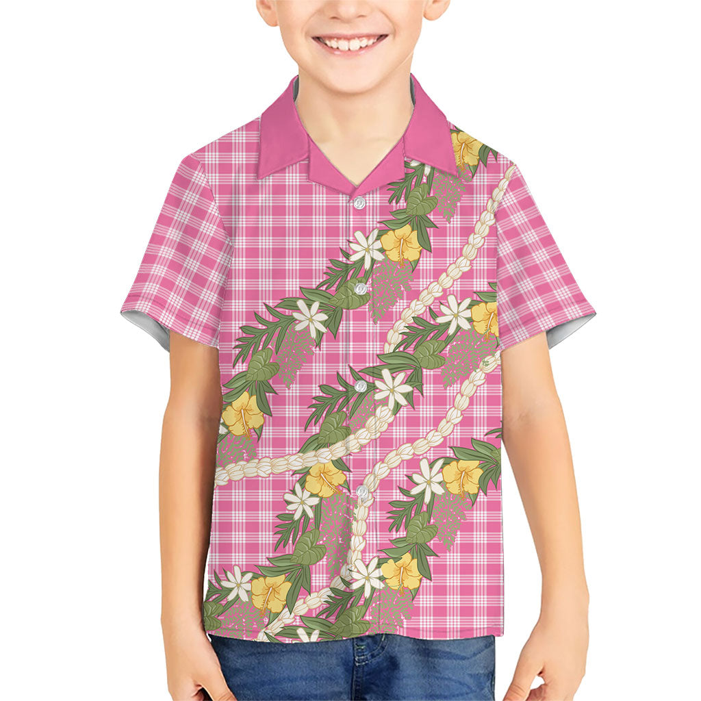 Aloha Puakenikeni Anthurium Pikake Lei Hawaiian Shirt Tropical Pink Hawaiian Palaka Pattern