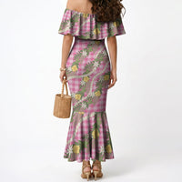 Aloha Puakenikeni Anthurium Pikake Lei Mermaid Dress Tropical Pink Hawaiian Palaka Pattern LT9 - Polynesian Pride