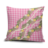 Aloha Puakenikeni Anthurium Pikake Lei Pillow Cover Tropical Pink Hawaiian Palaka Pattern