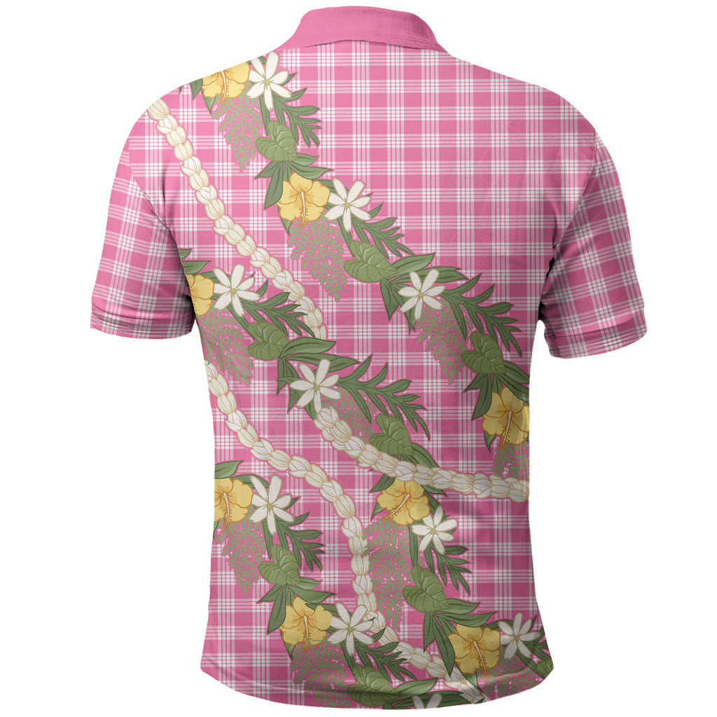Aloha Puakenikeni Anthurium Pikake Lei Polo Shirt Tropical Pink Hawaiian Palaka Pattern LT9 - Polynesian Pride