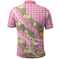 Aloha Puakenikeni Anthurium Pikake Lei Polo Shirt Tropical Pink Hawaiian Palaka Pattern LT9 - Polynesian Pride