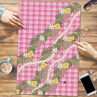 Aloha Puakenikeni Anthurium Pikake Lei Puzzle Tropical Pink Hawaiian Palaka Pattern LT9 Pink - Polynesian Pride
