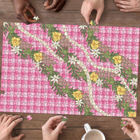 Aloha Puakenikeni Anthurium Pikake Lei Puzzle Tropical Pink Hawaiian Palaka Pattern LT9 - Polynesian Pride