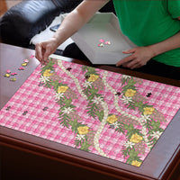 Aloha Puakenikeni Anthurium Pikake Lei Puzzle Tropical Pink Hawaiian Palaka Pattern LT9 - Polynesian Pride