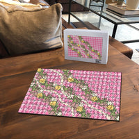Aloha Puakenikeni Anthurium Pikake Lei Puzzle Tropical Pink Hawaiian Palaka Pattern LT9 - Polynesian Pride