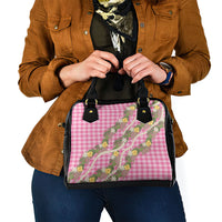 Aloha Puakenikeni Anthurium Pikake Lei Shoulder Handbag Tropical Pink Hawaiian Palaka Pattern