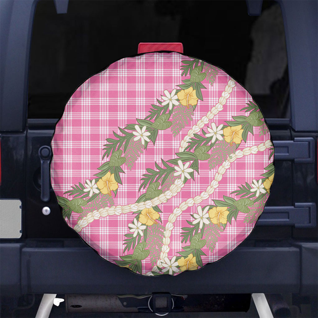 Aloha Puakenikeni Anthurium Pikake Lei Spare Tire Cover Tropical Pink Hawaiian Palaka Pattern LT9 No hole Pink - Polynesian Pride