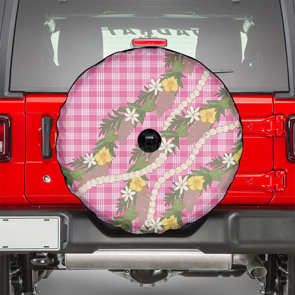 Aloha Puakenikeni Anthurium Pikake Lei Spare Tire Cover Tropical Pink Hawaiian Palaka Pattern LT9 - Polynesian Pride