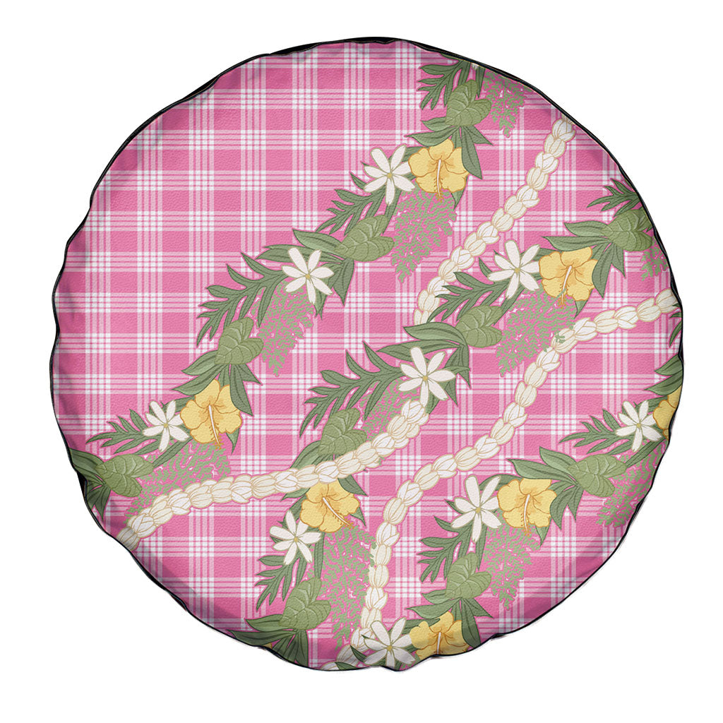Aloha Puakenikeni Anthurium Pikake Lei Spare Tire Cover Tropical Pink Hawaiian Palaka Pattern LT9 - Polynesian Pride