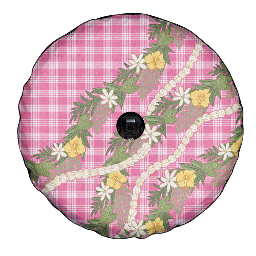 Aloha Puakenikeni Anthurium Pikake Lei Spare Tire Cover Tropical Pink Hawaiian Palaka Pattern LT9 - Polynesian Pride