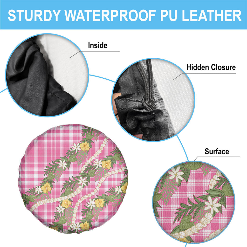 Aloha Puakenikeni Anthurium Pikake Lei Spare Tire Cover Tropical Pink Hawaiian Palaka Pattern LT9 - Polynesian Pride