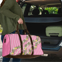 Aloha Puakenikeni Anthurium Pikake Lei Travel Bag Tropical Pink Hawaiian Palaka Pattern