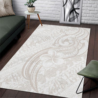 Hawaii Plumeria Lokelani Pikake Lei Area Rug Sandy Beige Polynesian Tattoo