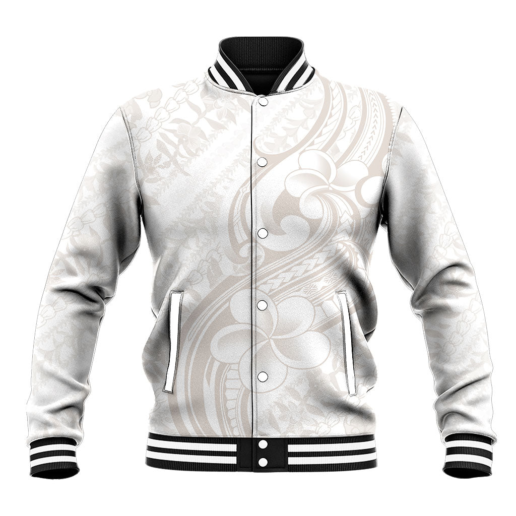 Hawaii Plumeria Lokelani Pikake Lei Baseball Jacket Sandy Beige Polynesian Tattoo LT9 Unisex Beige - Polynesian Pride