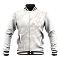Hawaii Plumeria Lokelani Pikake Lei Baseball Jacket Sandy Beige Polynesian Tattoo LT9 Unisex Beige - Polynesian Pride
