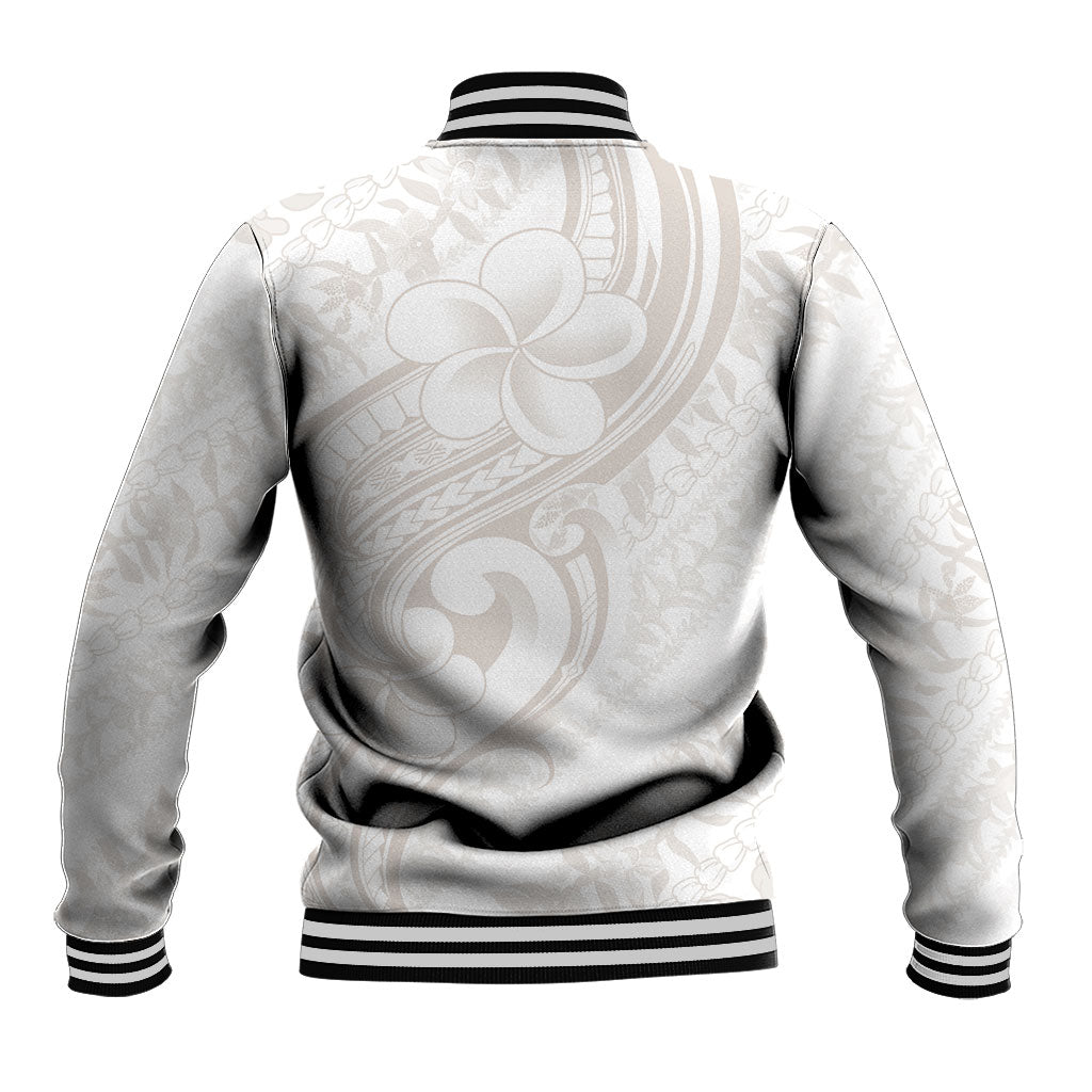 Hawaii Plumeria Lokelani Pikake Lei Baseball Jacket Sandy Beige Polynesian Tattoo LT9 - Polynesian Pride
