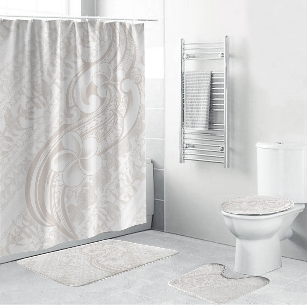Hawaii Plumeria Lokelani Pikake Lei Bathroom Set Sandy Beige Polynesian Tattoo