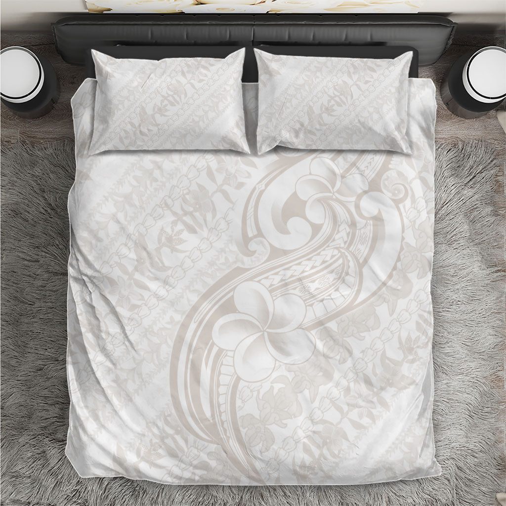 Hawaii Plumeria Lokelani Pikake Lei Bedding Set Sandy Beige Polynesian Tattoo
