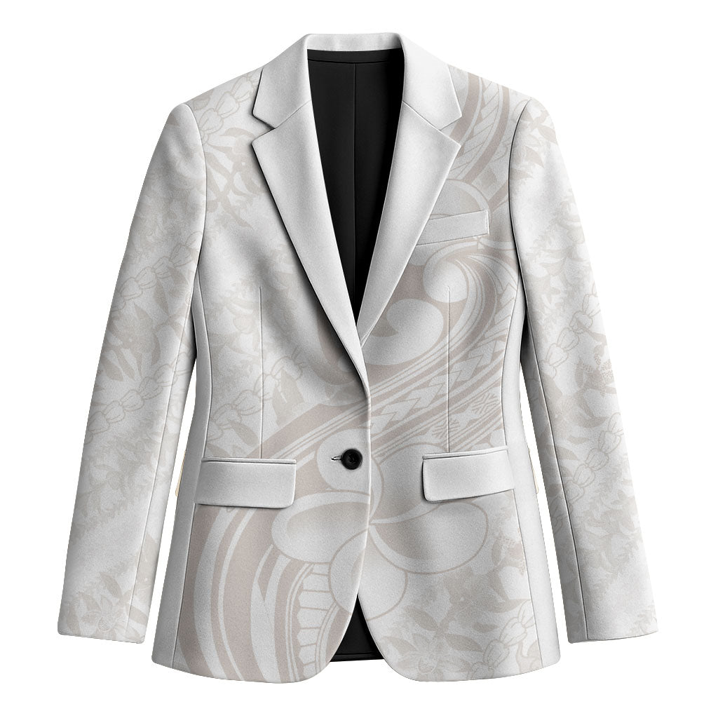 Hawaii Plumeria Lokelani Pikake Lei Blazer Sandy Beige Polynesian Tattoo