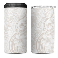 Hawaii Plumeria Lokelani Pikake Lei 4 in 1 Can Cooler Tumbler Sandy Beige Polynesian Tattoo