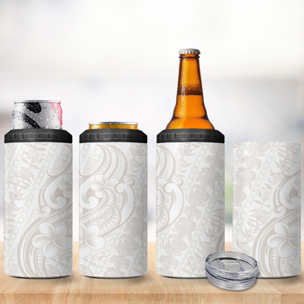 Hawaii Plumeria Lokelani Pikake Lei 4 in 1 Can Cooler Tumbler Sandy Beige Polynesian Tattoo
