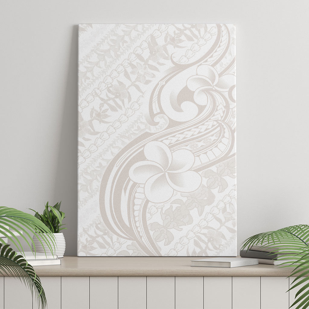 Hawaii Plumeria Lokelani Pikake Lei Canvas Wall Art Sandy Beige Polynesian Tattoo