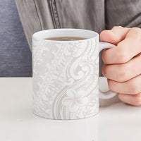 Hawaii Plumeria Lokelani Pikake Lei Ceramic Mug Sandy Beige Polynesian Tattoo
