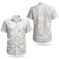 Hawaii Plumeria Lokelani Pikake Lei Couples Matching Off Shoulder Maxi Dress and Hawaiian Shirt Sandy Beige Polynesian Tattoo LT9 - Polynesian Pride