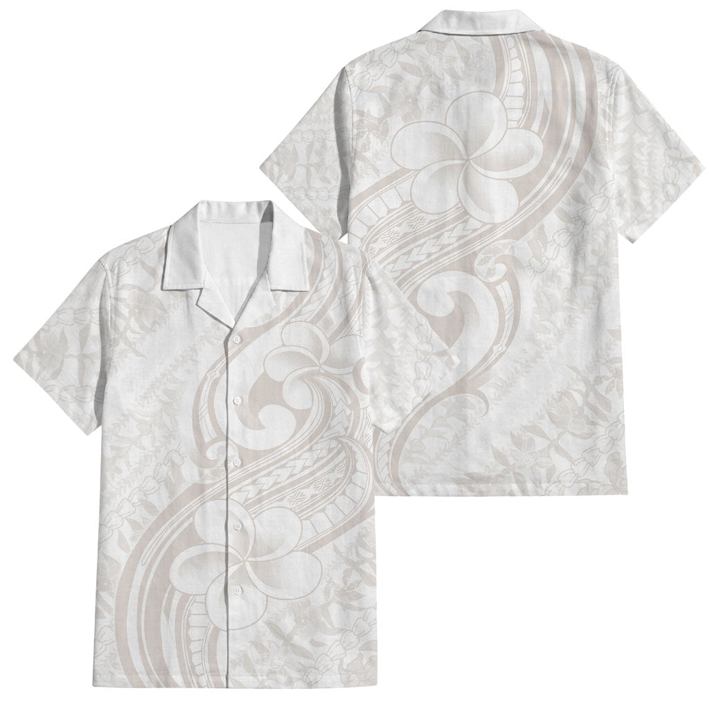 Hawaii Plumeria Lokelani Pikake Lei Family Matching Mermaid Dress and Hawaiian Shirt Sandy Beige Polynesian Tattoo LT9 Dad's Shirt - Short Sleeve Beige - Polynesian Pride