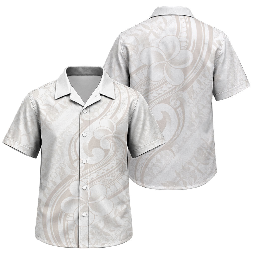 Hawaii Plumeria Lokelani Pikake Lei Family Matching Mermaid Dress and Hawaiian Shirt Sandy Beige Polynesian Tattoo LT9 Son's Shirt Beige - Polynesian Pride