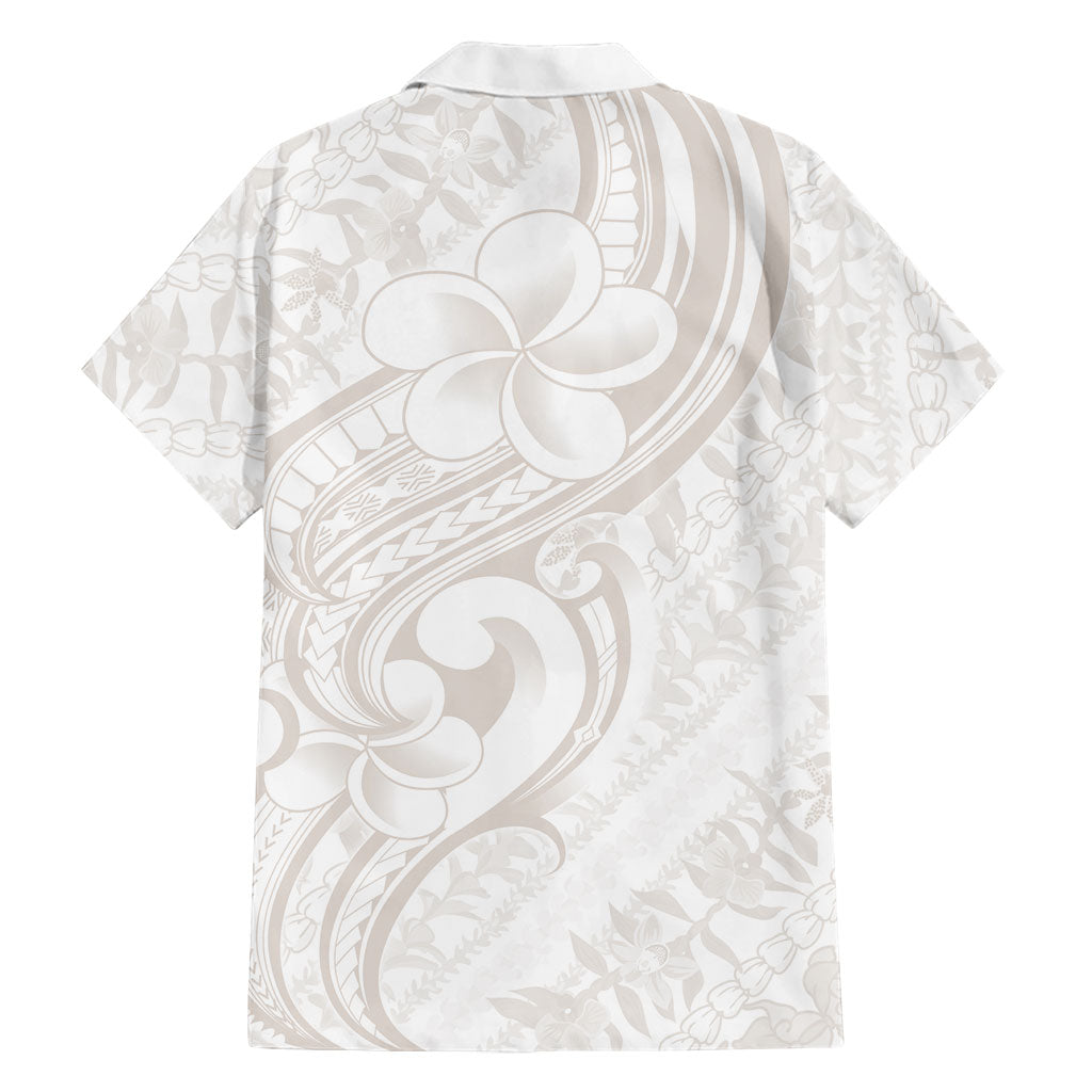 Hawaii Plumeria Lokelani Pikake Lei Family Matching Summer Maxi Dress and Hawaiian Shirt Sandy Beige Polynesian Tattoo