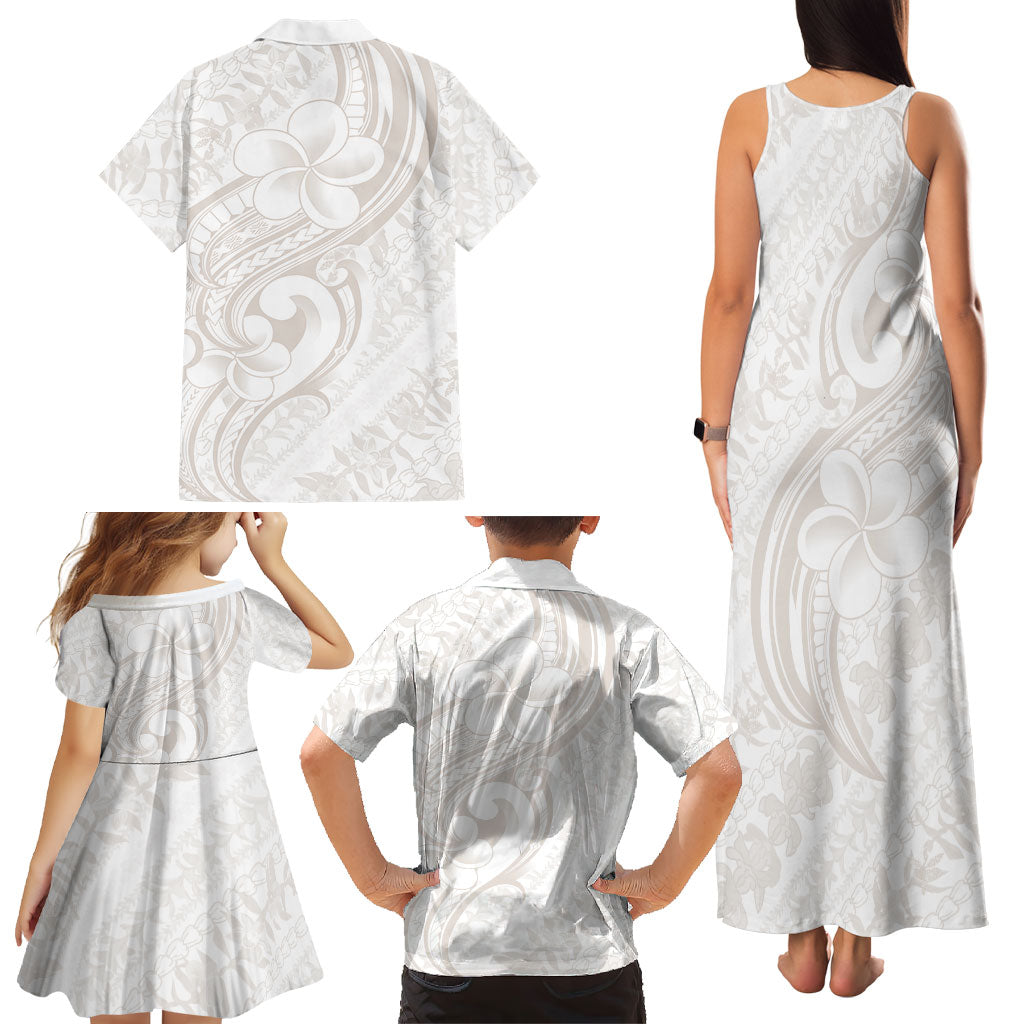 Hawaii Plumeria Lokelani Pikake Lei Family Matching Tank Maxi Dress and Hawaiian Shirt Sandy Beige Polynesian Tattoo