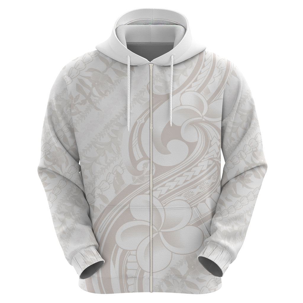 Hawaii Plumeria Lokelani Pikake Lei Hoodie Sandy Beige Polynesian Tattoo